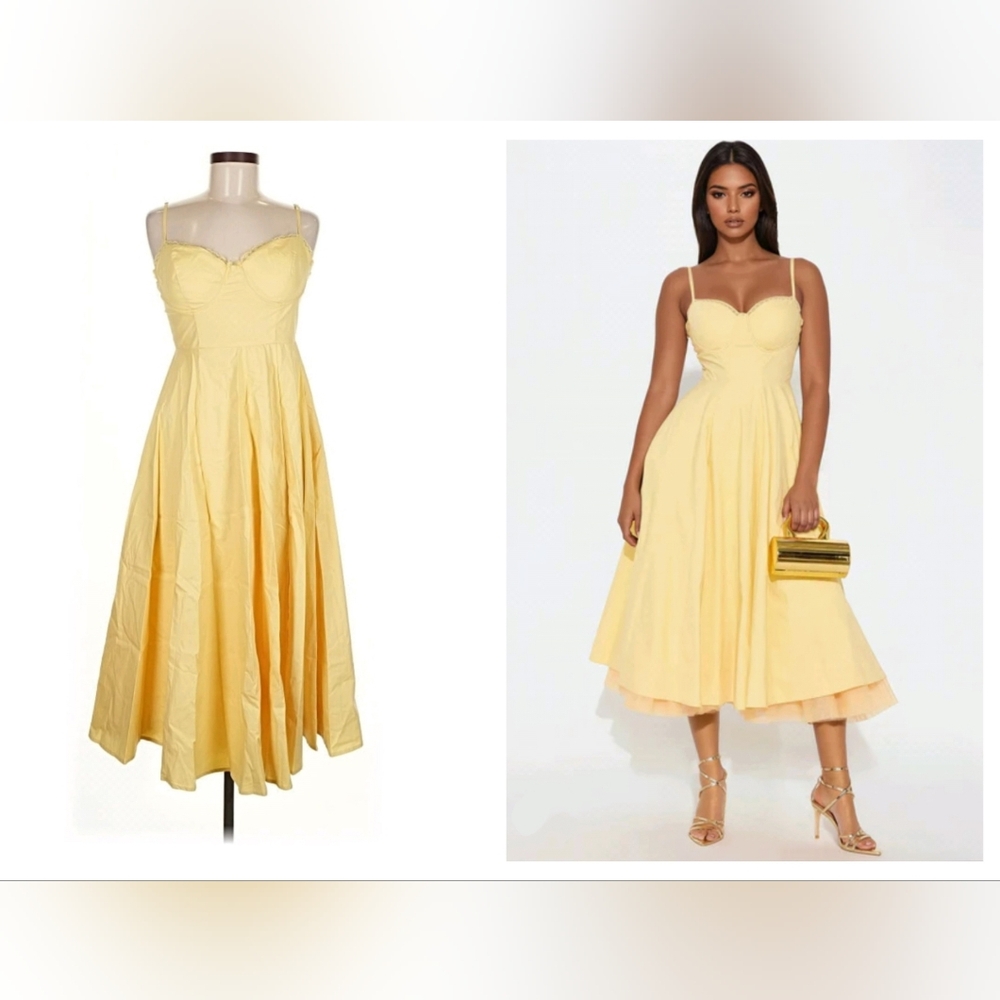 Fashion Nova Yellow Midi Dress